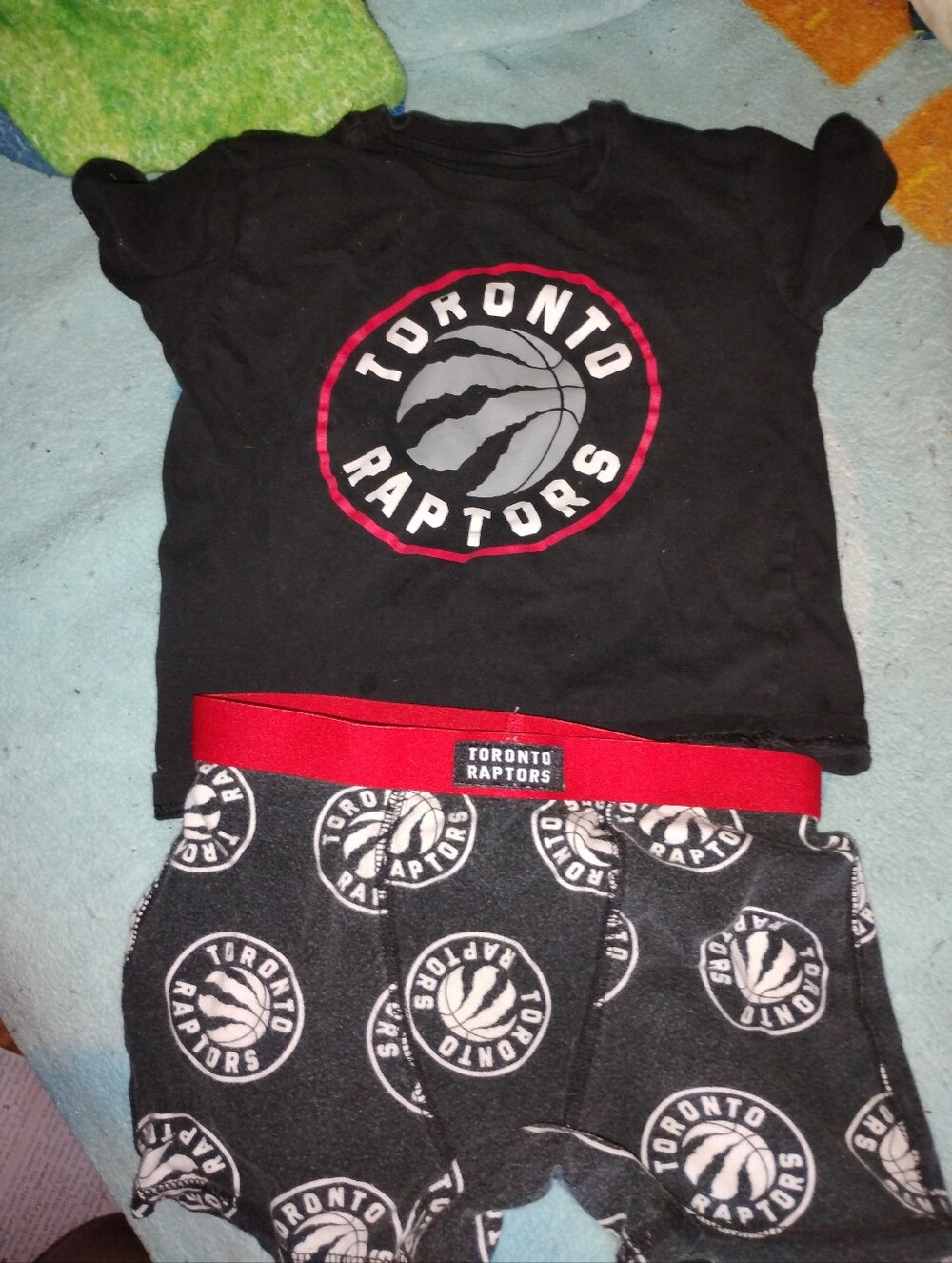 NBA Raptors Kids two piece shorts pajama set - Black & Red